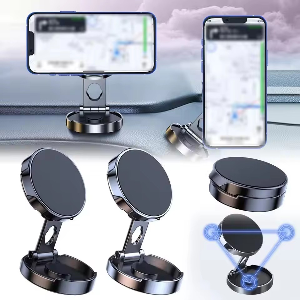 Car Accessories Phone Holder - Round Folding Magnetic Car Holder 360