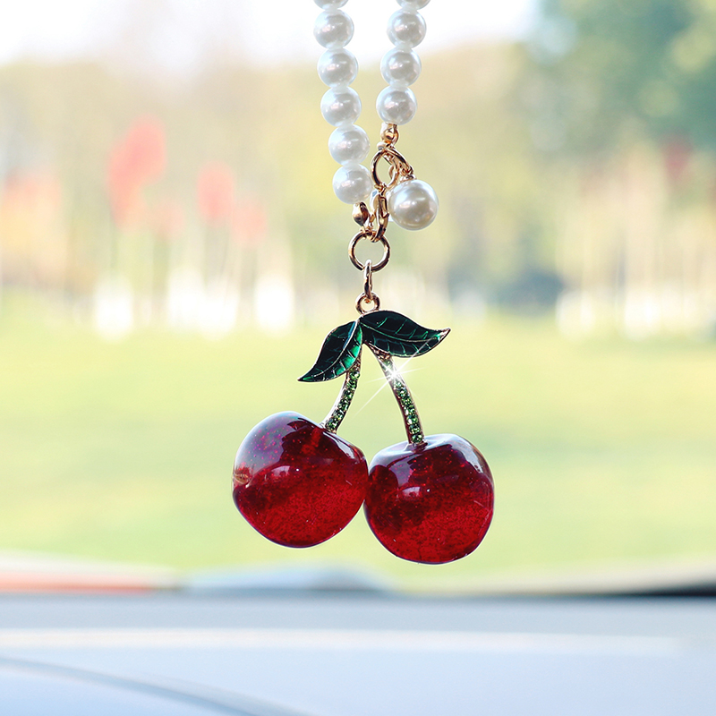 Car Accessories Mirror Hanging - Fashionable Cherry Car Interior Ornaments, Creative