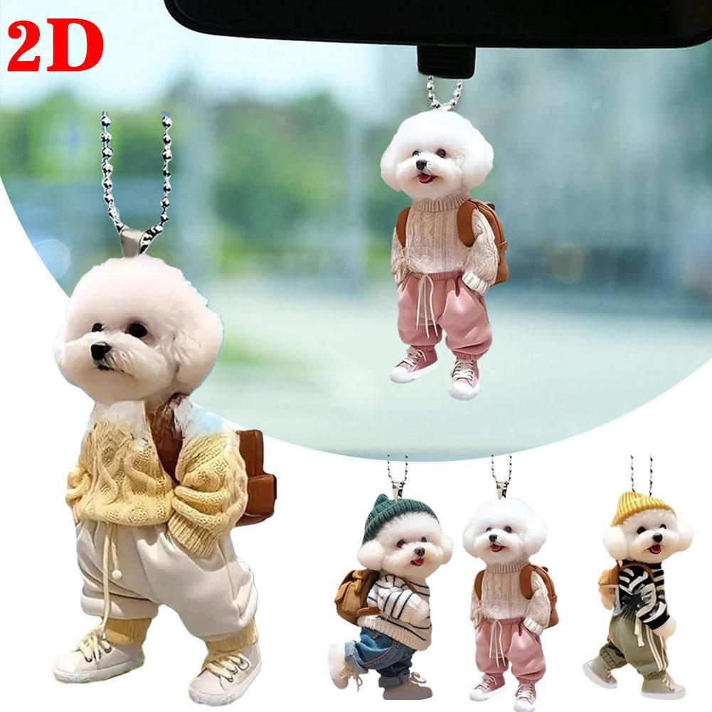 Car Accessories Mirror Hanging - Creative Puppy Backpack 2D Rearview Mirrors