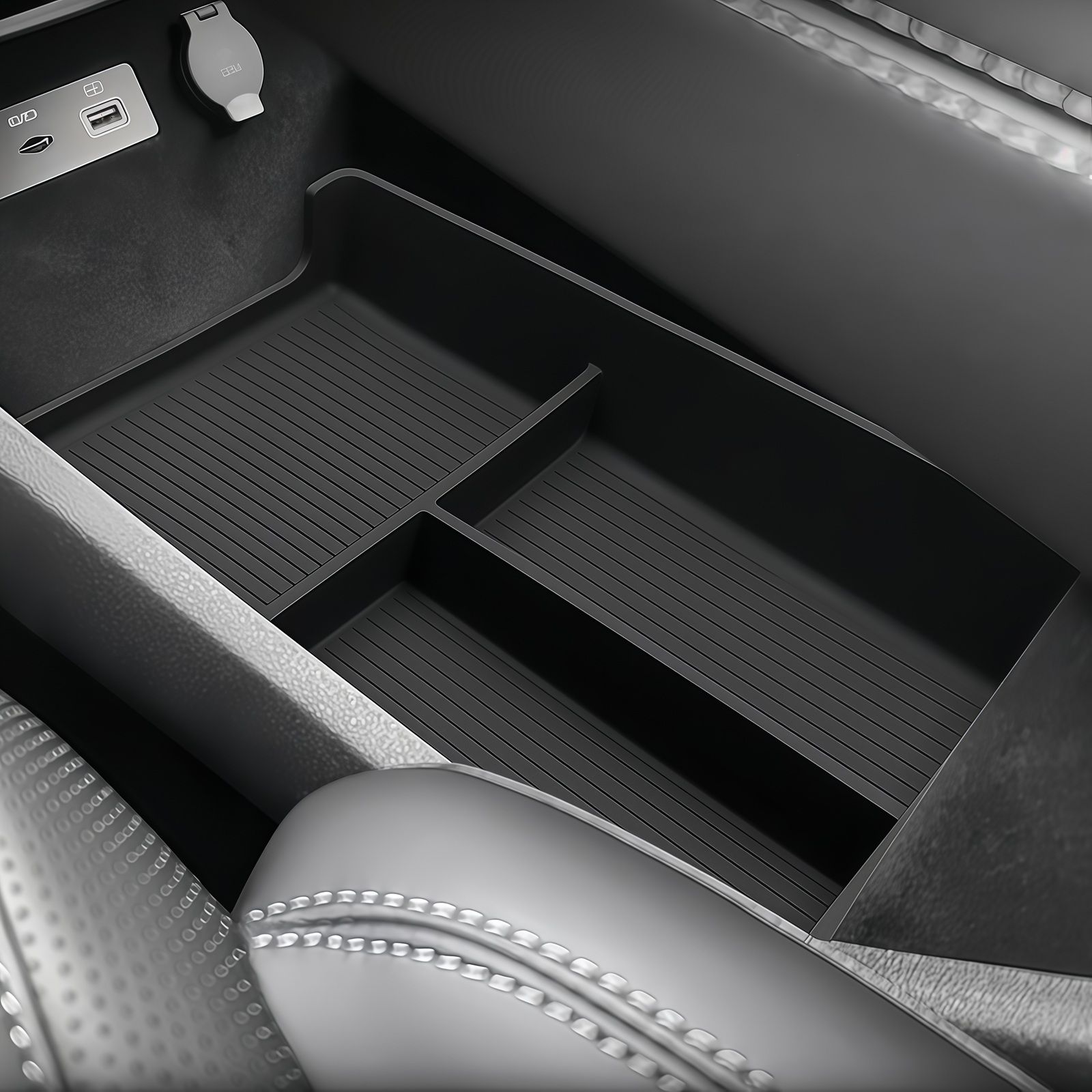 Car Seat Organizer - Center Console Lower Storage Organizer Tray
