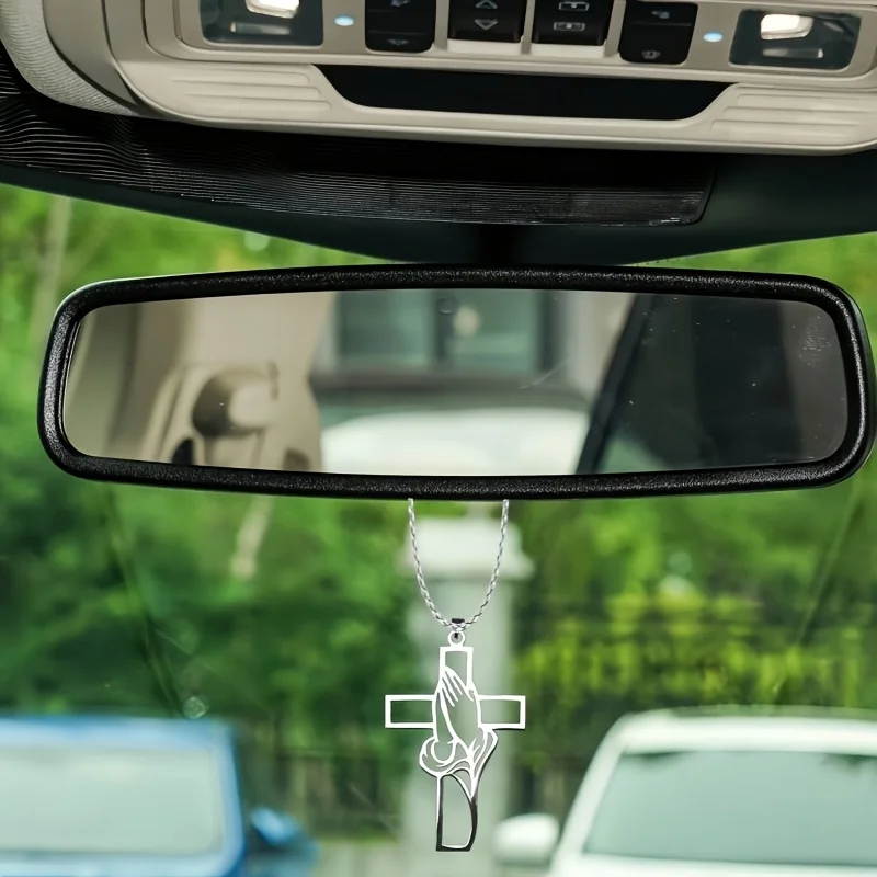 Hollow Prayer Hands Cross Pend - огляд і ціна Car Accessories Mirror Hanging
