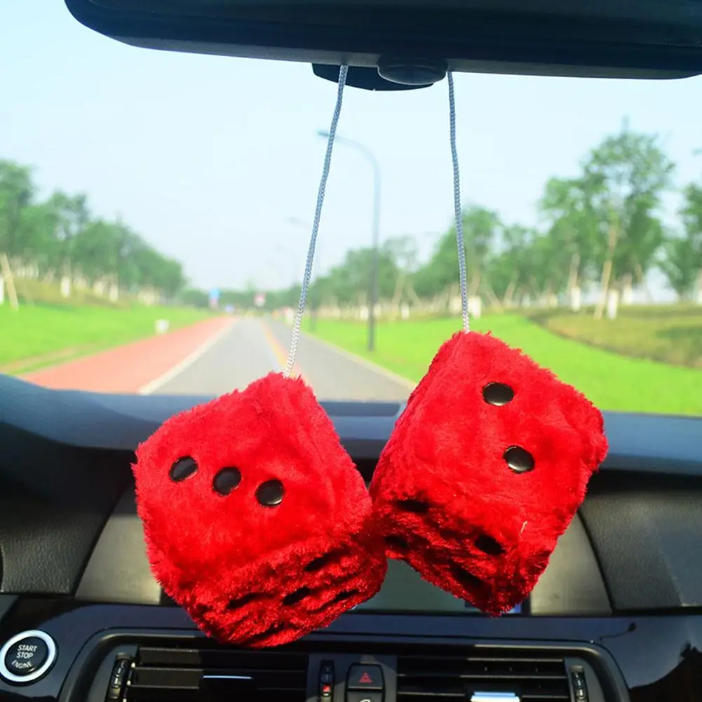 7.5cm Soft Fuzzy Dice for Car  - огляд і ціна Car Accessories Mirror Hanging