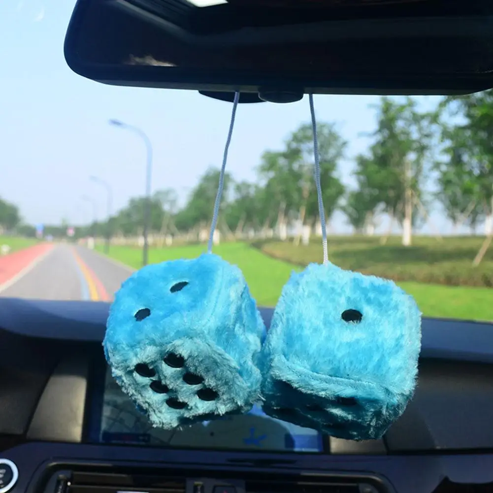7.5cm Soft Fuzzy Dice for Car  - огляд і ціна Car Accessories Mirror Hanging