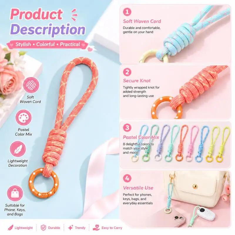 Hand Woven Keychain For Mobile - огляд і ціна Car Accessories Phone Holder