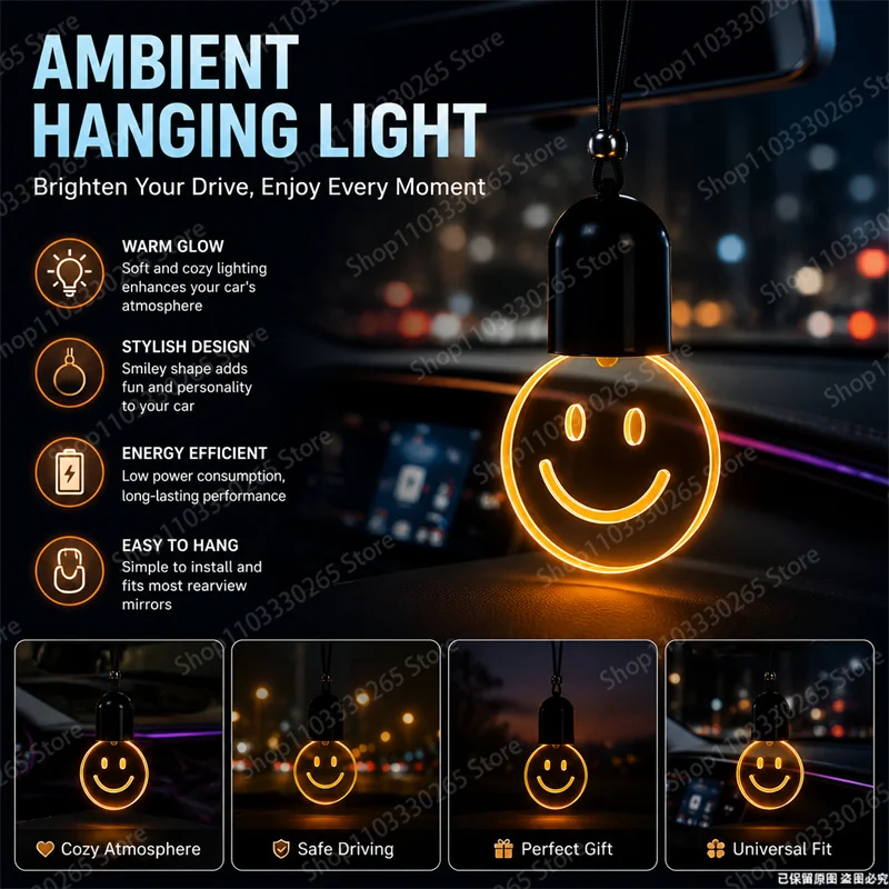 1Pcs Perfect Gift Cute Smiley  - огляд і ціна Car Accessories Mirror Hanging