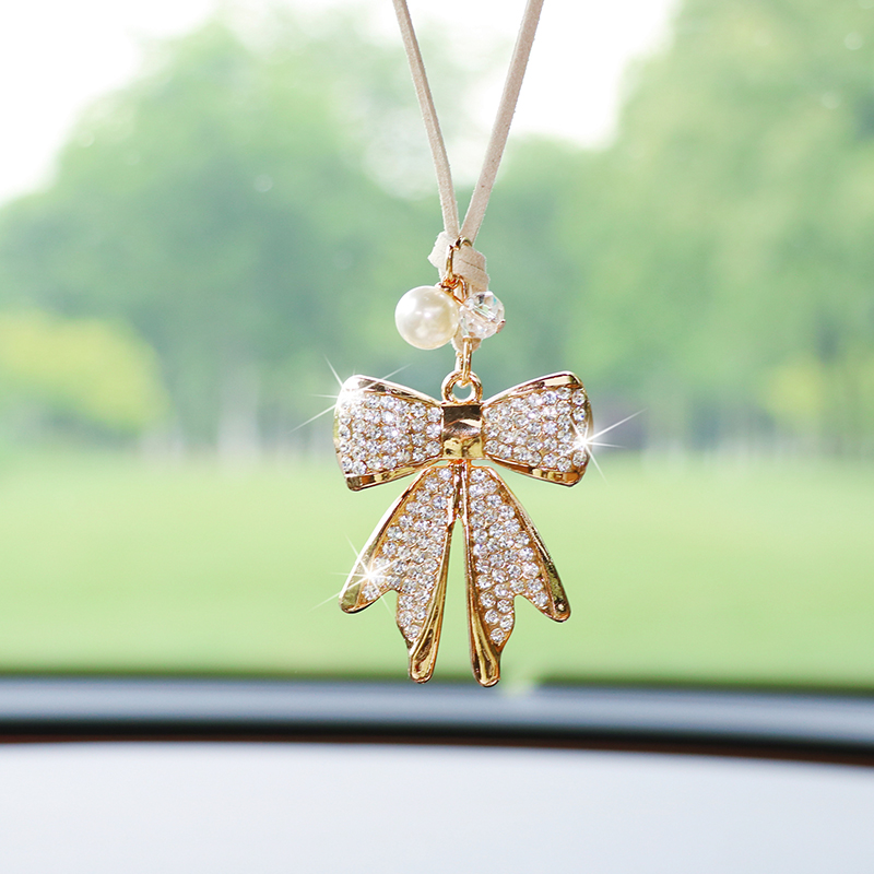 Fashion Diamond-Encrusted Bowt - огляд і ціна Car Accessories Mirror Hanging